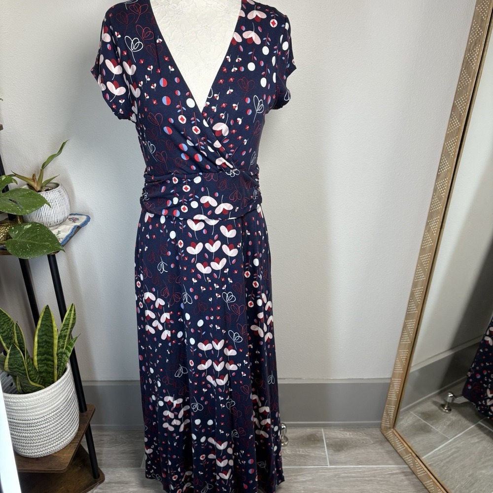 Boden Women US 10P Blue Maxi Dress Floral Boho Pockets Viscose Elastane